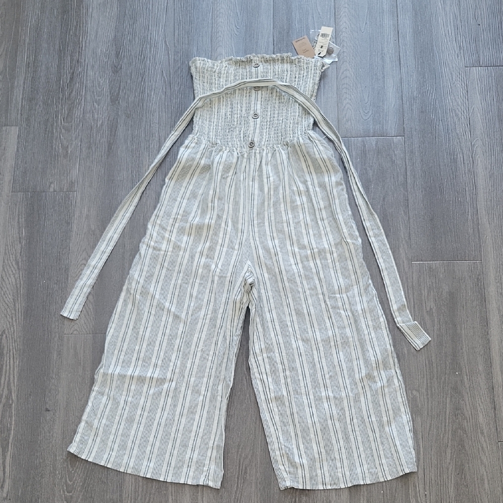 Garage Light Gray Striped Jumpsuit